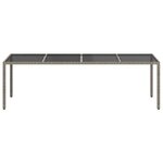 vidaXL Table de jardin gris 250x100x75 cm Verre trempé et poly rotin