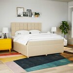 vidaXL Sommier à lattes de lit avec matelas Crème 180x200 cm Tissu