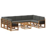 vidaXL Ensemble de canapés d'extérieur 10 pc Naturel et Anthracite