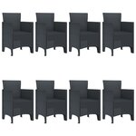 vidaXL Ensemble de salle à manger de jardin 9 pièces Anthracite Poly Rattan