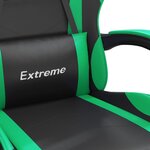 vidaXL Chaise de jeu Noir et vert Similicuir