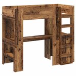 vidaXL Cadre de lit superposé avec bureau Bois ancien 90 x 200 cm
