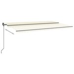 vidaXL Auvent automatique rétractable avec poteaux 6x3 m Crème