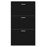 vidaXL Armoire à chaussures Noir 59x17x108 cm Bois d'ingénierie