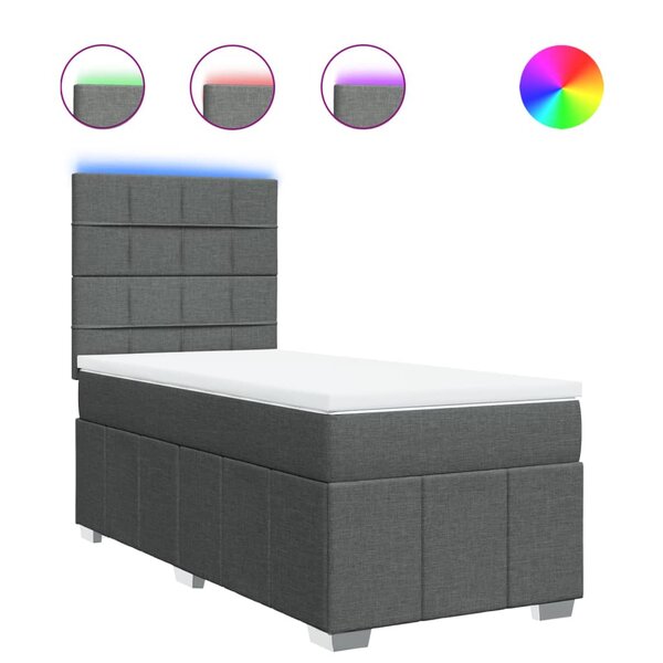 vidaXL Sommier à lattes de lit avec matelas Gris foncé 80x200 cm Tissu