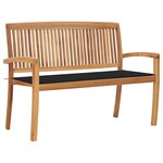vidaXL Banc de jardin empilable et coussin 128 5cm Bois de teck massif