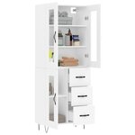 vidaXL Buffet haut Blanc 69 5x34x180 cm Bois d'ingénierie