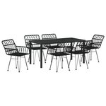 vidaXL Ensemble de Salle à Manger de Jardin 7 Pièces Noir Poly Rattan