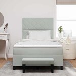 vidaXL Lit à ressorts avec Matelas & Banc Gris Clair 120x190 cm Velours