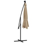 vidaXL Parasol en porte-à-faux LED et mât en acier 300 cm Taupe