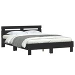 vidaXL Cadre de lit avec tête de lit et LED noir 140x190 cm