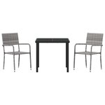 vidaXL Ensemble de salle à manger pour jardin 3 Pièces Gris Poly rotin