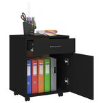 vidaXL Armoire à roulettes Noir 45x38x54 cm Bois d’ingénierie