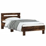 vidaXL Cadre de lit sans matelas avec tête de lit chêne fumé 90x200 cm