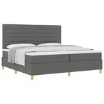vidaXL Lit à ressorts avec matelas Gris foncé 200 x 200 cm tissu
