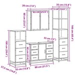 vidaXL Ensemble de meubles de salle de bain 4 Pièces sonoma gris