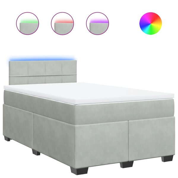 vidaXL Sommier à lattes de lit et matelas Gris clair 120x200cm Velours