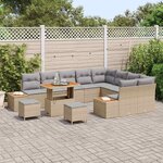 vidaXL Ensemble de canapé de jardin avec coussin Beige Poly rotin