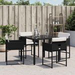 vidaXL Chaises de jardin lot de 4 avec coussins noir résine tressée