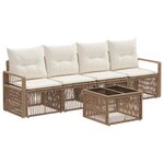 vidaXL Ensemble de canapé de jardin 5 Pièces Beige polyrotin