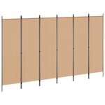 vidaXL Paravent à 6 panneaux Beige 300 x 180 cm Tissu