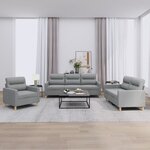 vidaXL Ensemble de canapés 3 Pièces avec coussins Gris clair Tissu