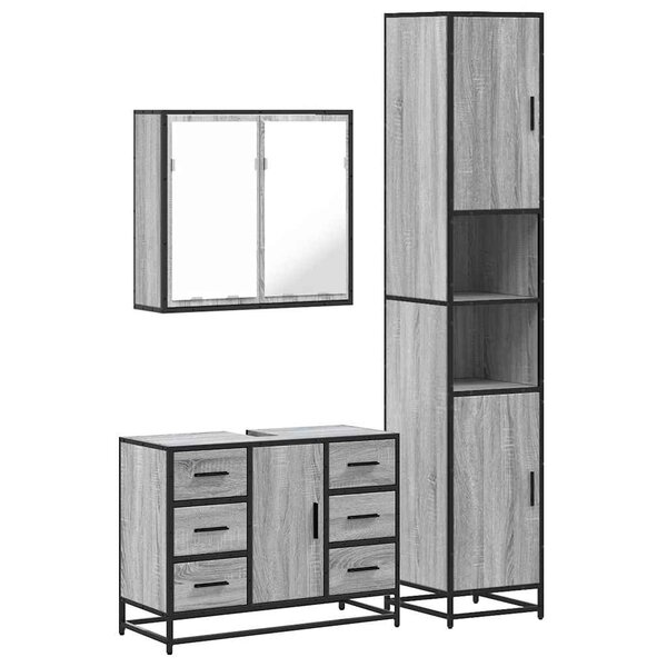 vidaXL Ensemble de meubles de salle de bain 3 Pièces Sonoma gris