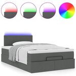 vidaXL Lit ottoman avec matelas et LED gris foncé 120x190 cm tissu