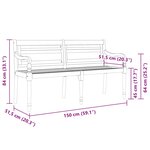 vidaXL Banc Batavia avec coussin noir 150 cm Bois de teck massif