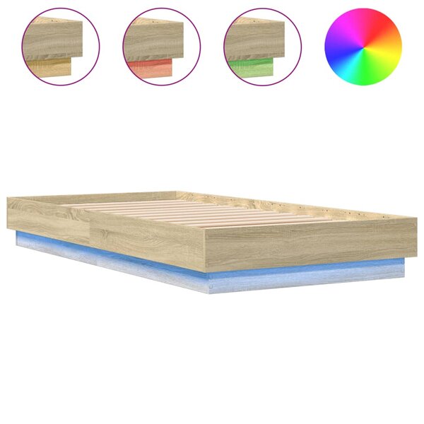 vidaXL Cadre de lit sans matelas avec lumières LED 90x190 cm