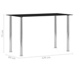 vidaXL Table à manger Noir 120x60x75 cm Verre trempé