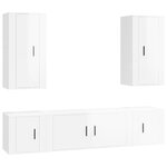 vidaXL Ensemble de meubles TV 5 Pièces Blanc brillant Bois d'ingénierie
