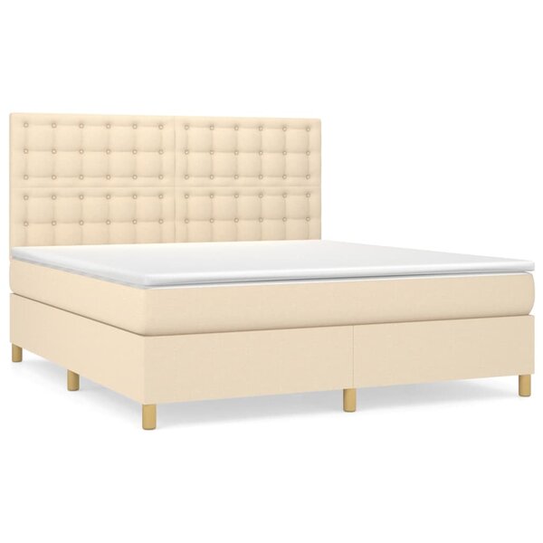 vidaXL Sommier à lattes de lit avec matelas Crème 180x200 cm Tissu