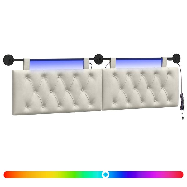 vidaXL Tête de lit suspendue Crème Velours