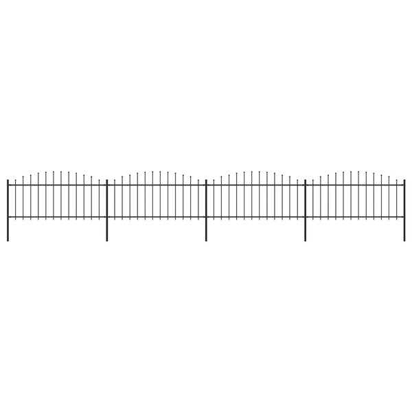 vidaXL Clôture de jardin à dessus en lance Acier (0 5-0 75)x6 8 m Noir