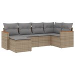 vidaXL Salon de jardin avec coussins 6 Pièces beige résine tressée