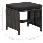 vidaXL Tabourets de jardin avec coussins lot de 2 Résine tressée Noir