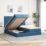 VidaXL Cadre de lit ottoman avec matelas bleu foncé 160x200 cm velours