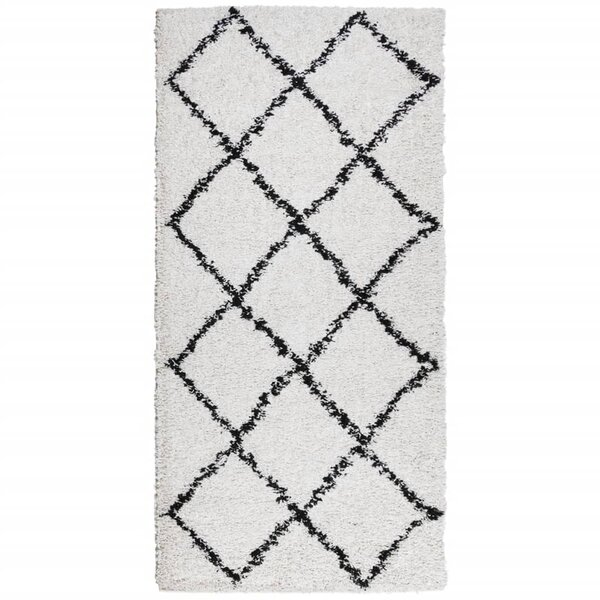 vidaXL Tapis shaggy à poils longs moderne crème et noir 100x200 cm