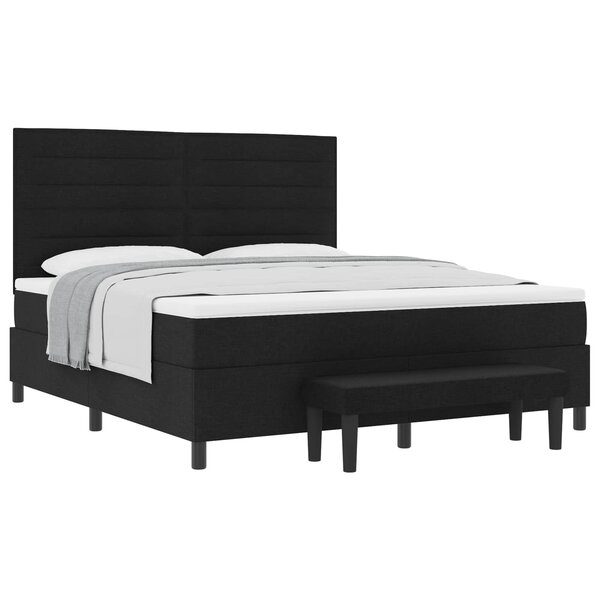 vidaXL Lit à ressorts avec tête de lit Noir 180 x 200 cm tissu