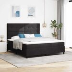 vidaXL Lit à ressort LED avec matelas Noir 180 x 200 cm Velours
