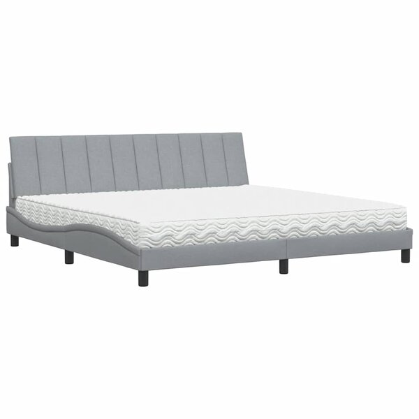 vidaXL Lit avec matelas Hanko gris clair 200x200 cm tissu