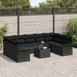 vidaXL Ensemble de canapé de jardin avec coussin 10 Pièces Noir polyrotin