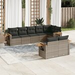vidaXL Salon de jardin 8 Pièces avec coussins gris résine tressée