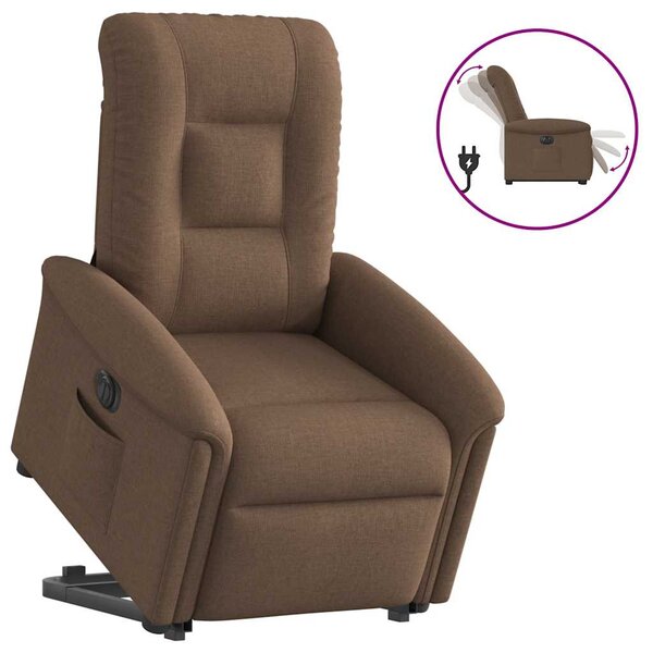vidaXL Fauteuil inclinable électrique marron tissu