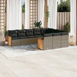 vidaXL Salon de jardin avec coussins 10 Pièces gris résine tressée