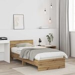 vidaXL Cadre de lit sans matelas avec tête de lit en chêne artisan 75x190 cm