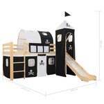 vidaXL Lit mezzanine d'enfants avec toboggan et échelle Pin 97x208 cm