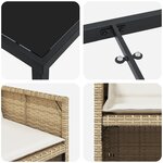 Ensemble de Salle à Manger de Jardin de 9 Pièces avec Coussins Beige Poly Rattan