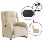 vidaXL Fauteuil inclinable électrique Crème Tissu